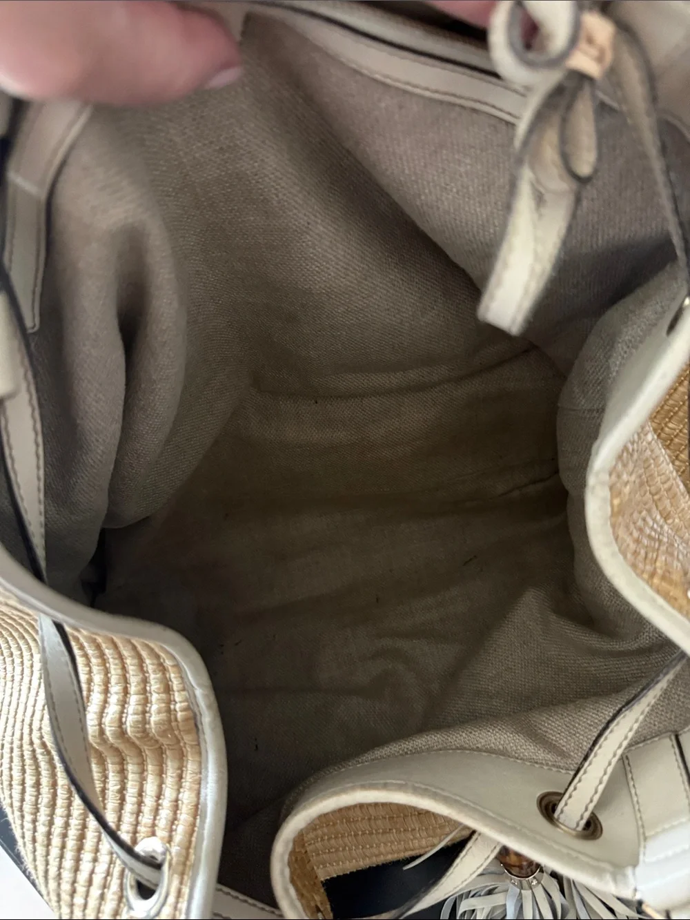 Gucci Tan Woven Tassel Hobo Shoulder Bag